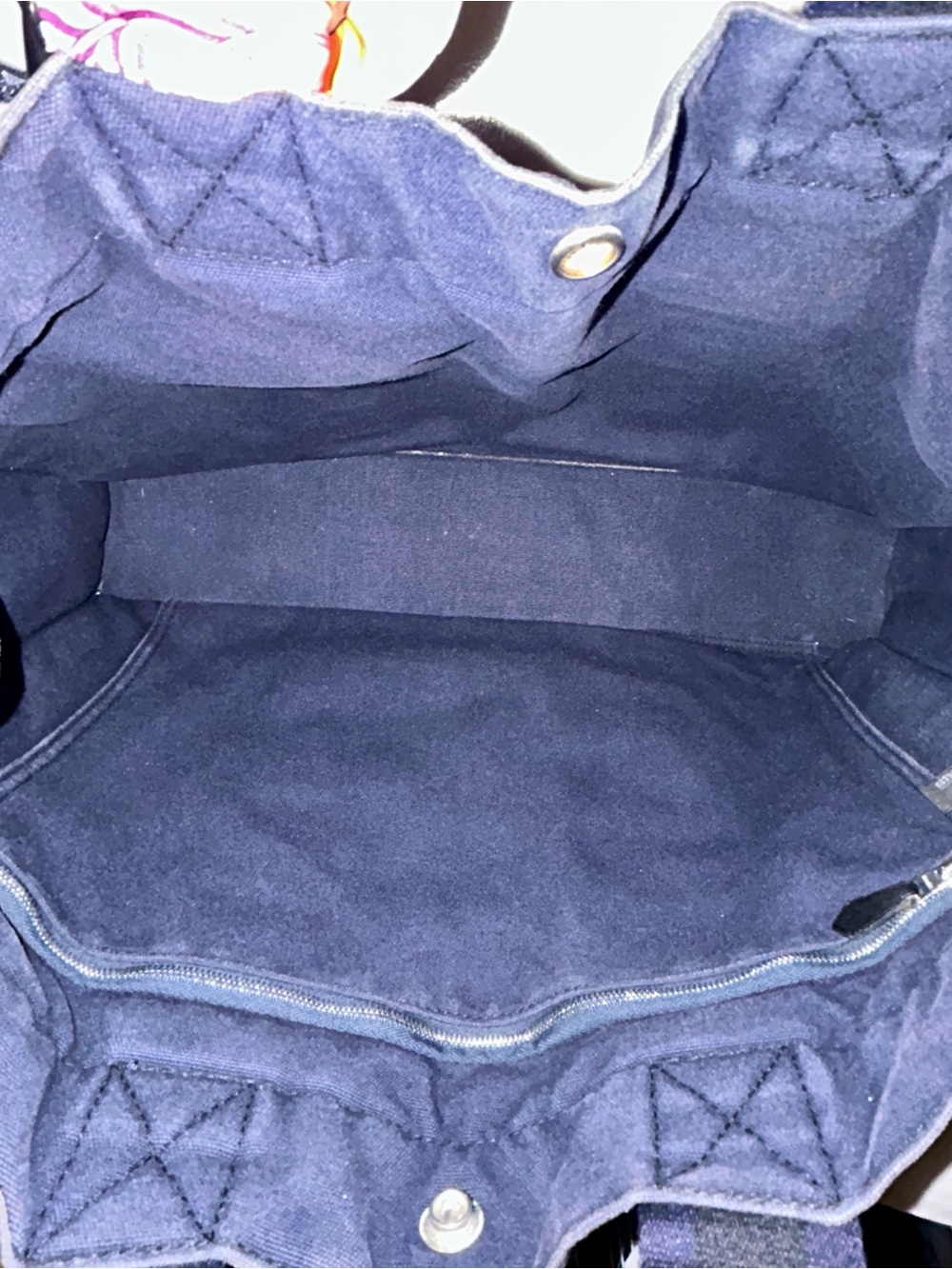 Authentic Hermès Fourre Tout MM Tote, Navy and Black Canvas. Hermes Twilly - Picture 10 of 11
